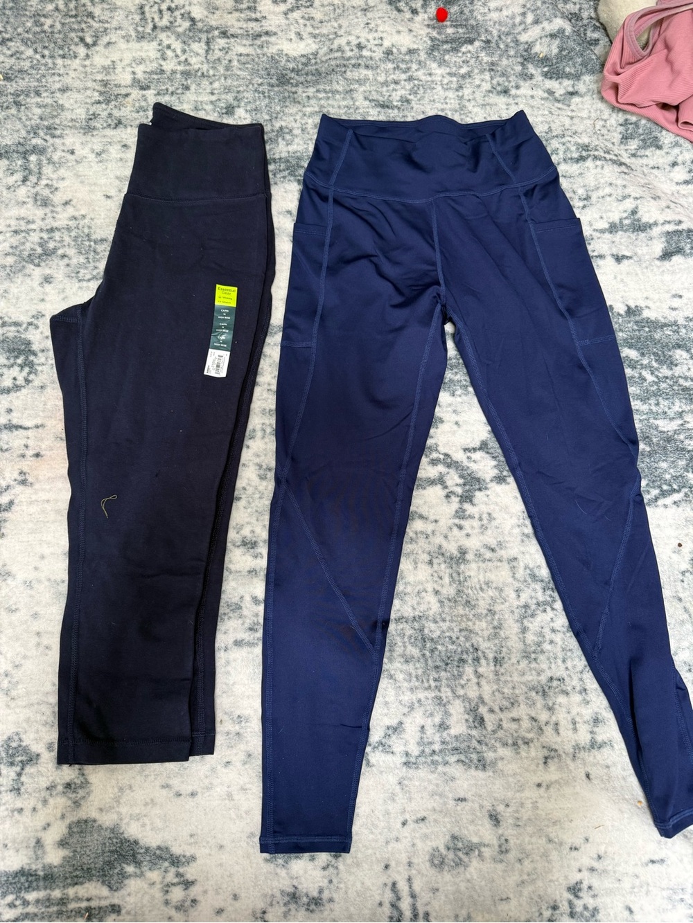 Kohl's Navy High-Rise Capri Leggings (2 pair-crop cotton & full length polyester